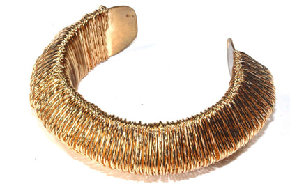 Gold Tone Woven Cuff Bangle