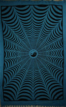 Teal Trippy Yin Yang 3D Hand-loom Style Tapestry