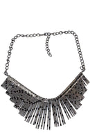 Antique Silver Shimmering Panels Statement Necklace