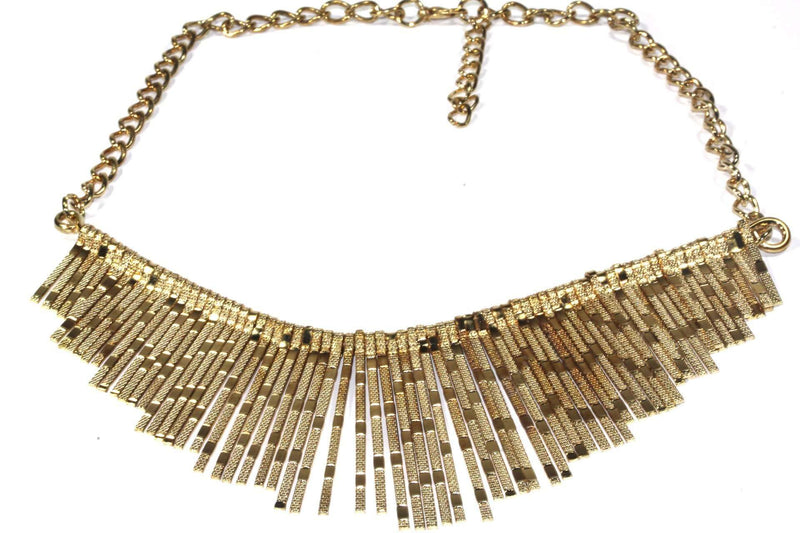 Gold Tone Shimmering Panels Statement Necklace