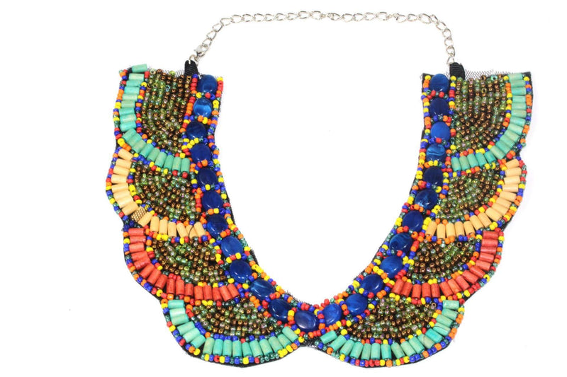 Multi Color Santa Fe Style Bib Necklace