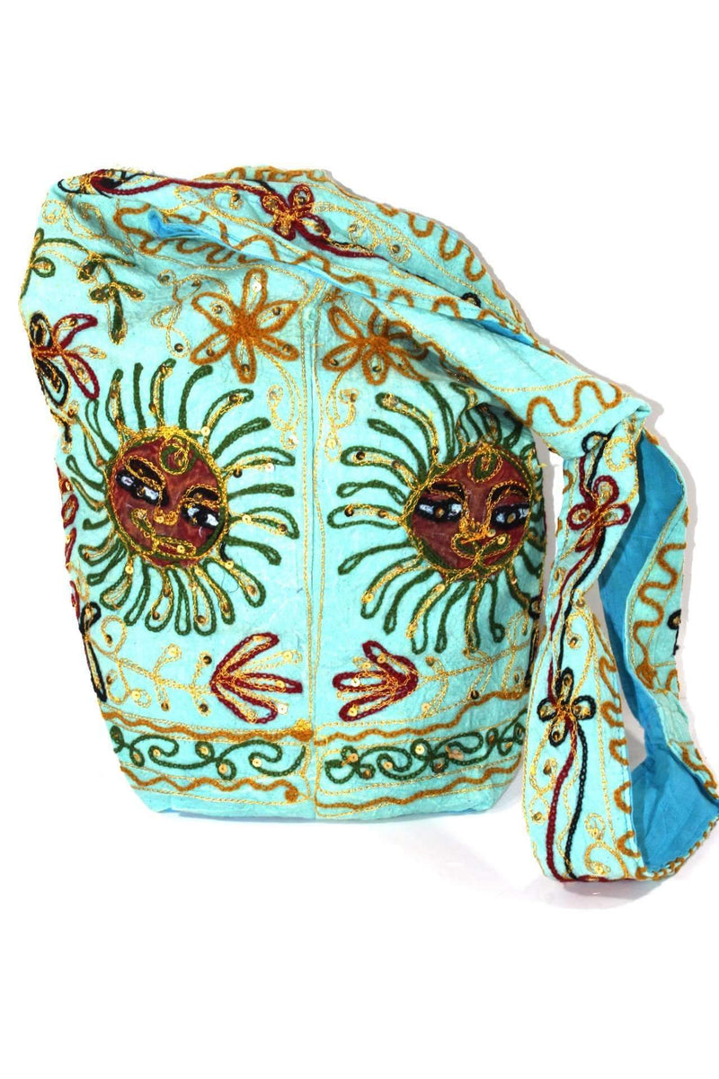 Turquoise Happy Sun Jhola Bag | Wild Lotus