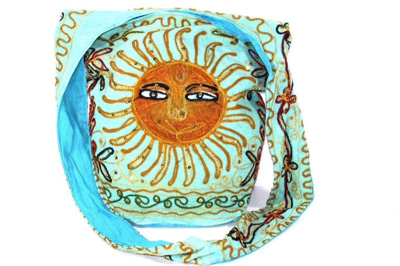 Turquoise Happy Sun Jhola Bag