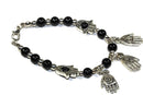 Black Hand Of Fatima Beaded Charm Bracelet