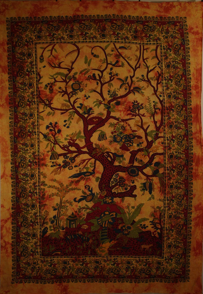 Saffron Tree of Life Birds Tapestry