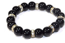 Black Agate & Pave Charms Yoga Bracelet