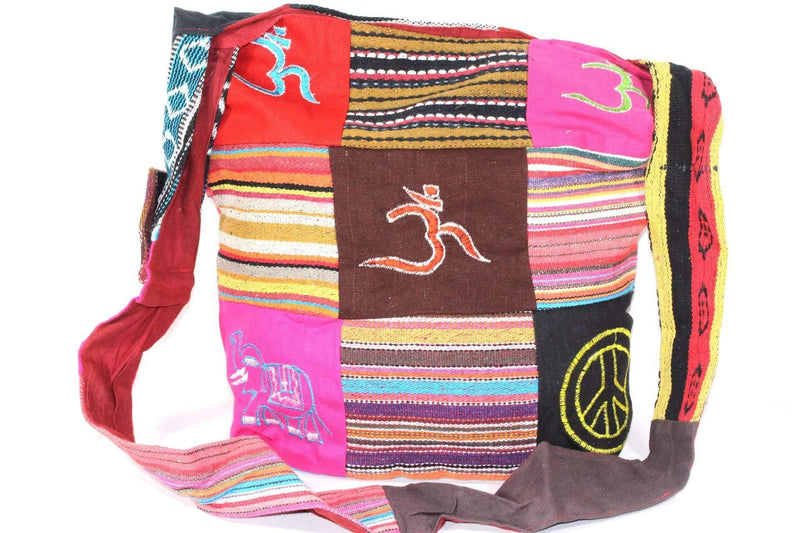 Mixed Symbols Durrie Patchwork & Pop Art Sling Jhola Bag by Wild Lotus