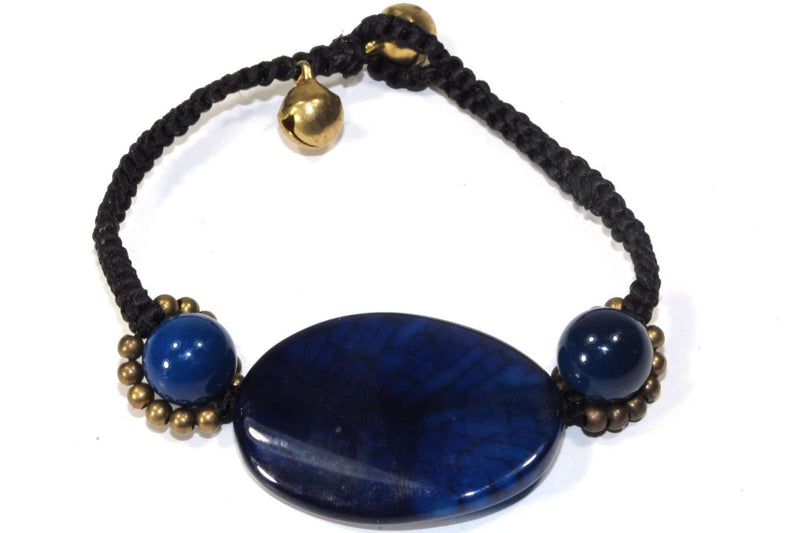 Dark Blue Agate Slice & Rounds Bracelet