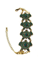 Green Colorful Bead Drop Turtle Bracelet