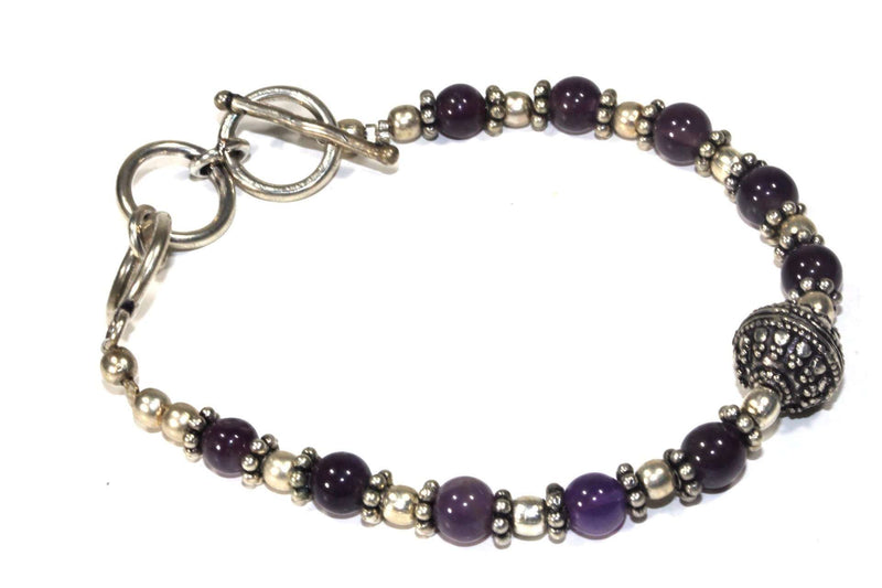 Regal Purple Beads & Charm Bracelet