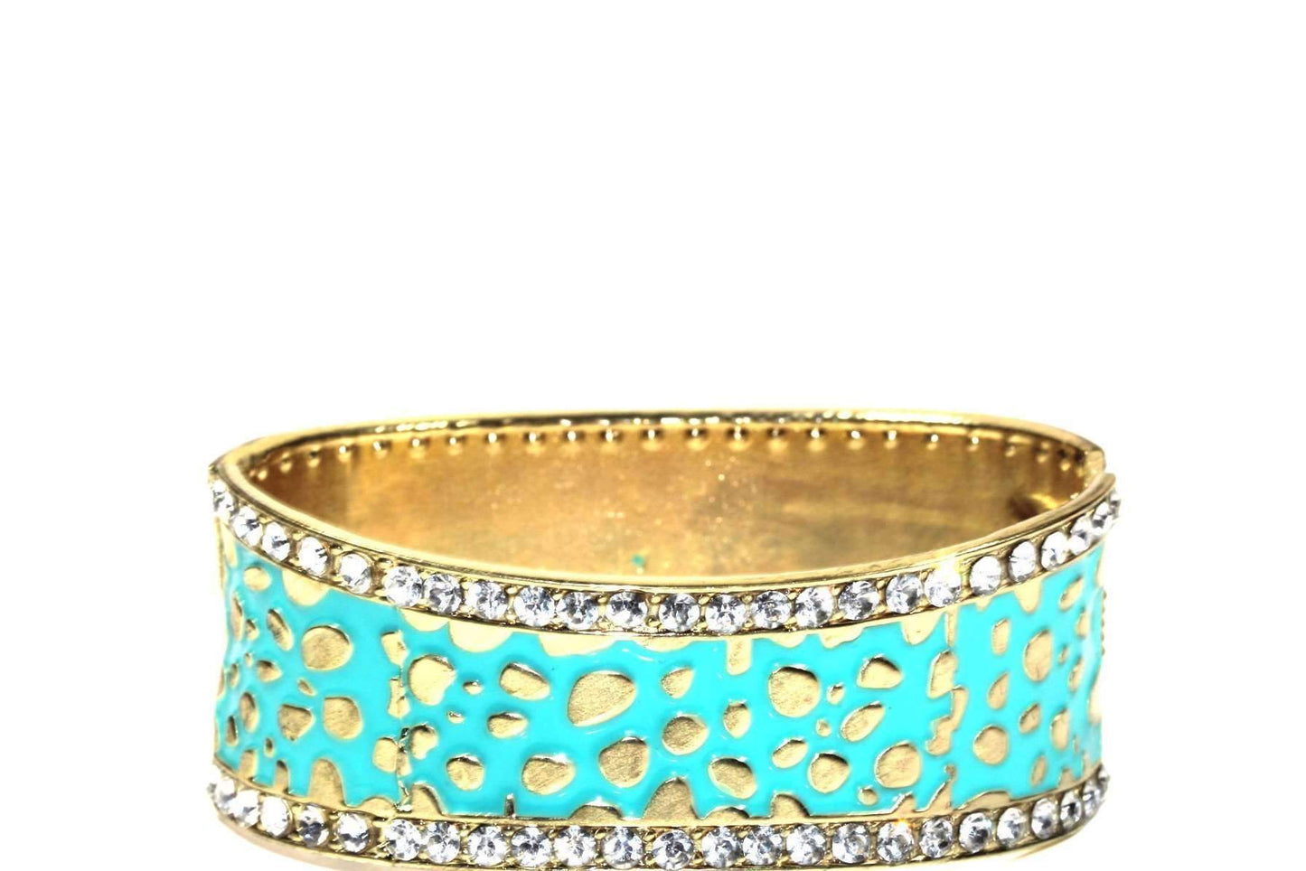 Turquoise Leopard Design Hinged Cuff Bangle