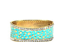 Turquoise Leopard Design Hinged Cuff Bangle
