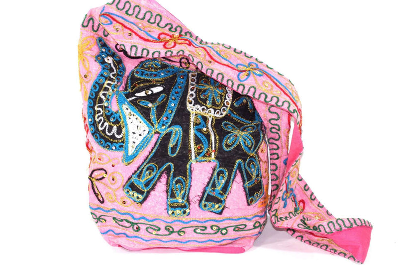 Pink Colorful Elephant Sling Jhola Bag
