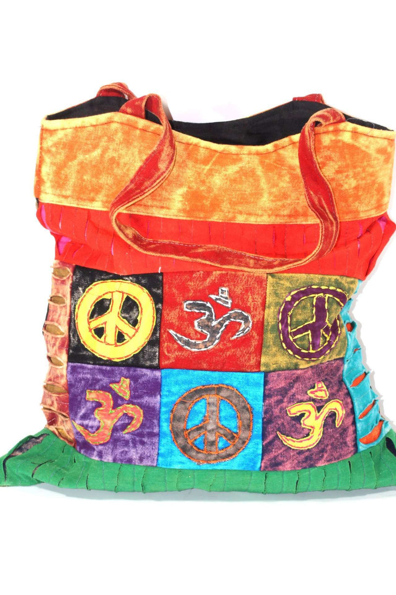 Peace & Om Patchwork Jhola Carry Bag by Wild Lotus