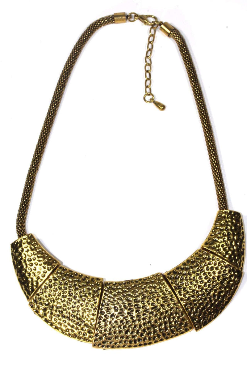 Gold Tone Tribal Hammered Necklace