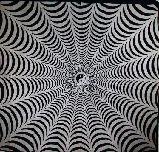 Black & White Trippy Yin Yang 3D Effect Tapestry