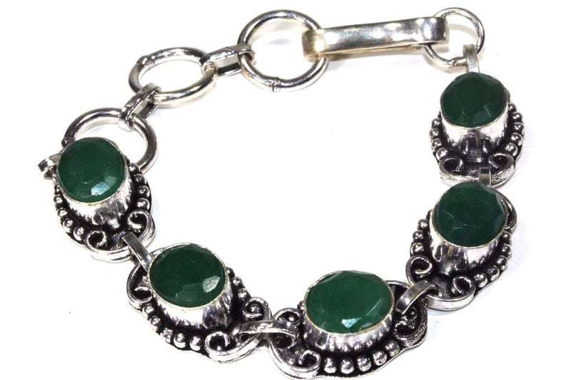 Scroll Work & Dot Design Green Glass Bracelet