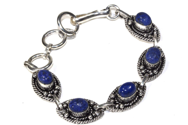 Raw Blue Agate Cabochon Stone Bracelet