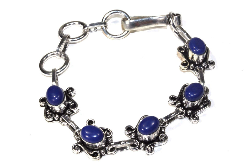 Scroll Work Design Bracelet in Blue Agate