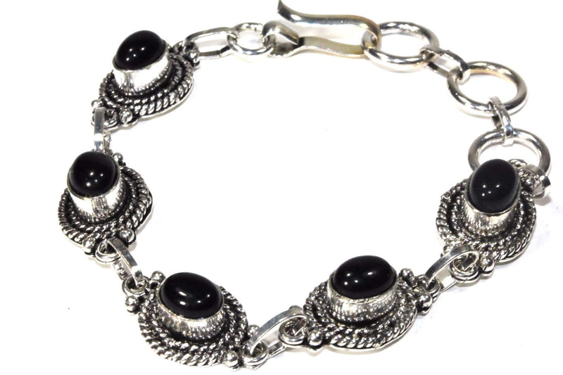 Black Agate & Rope Charm Design Bracelet