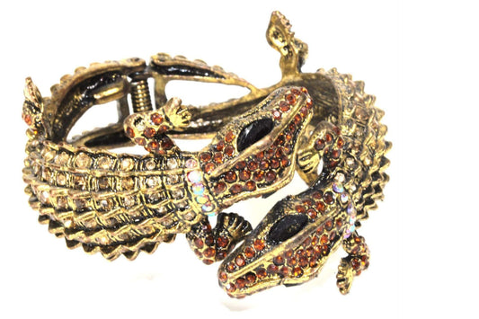 Amber Crocodile Statement Bangle
