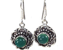 Mystic Green Glass & Flower Earrings