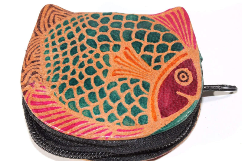Colorful Fishies Coin Leather Purse by Wild Lotus