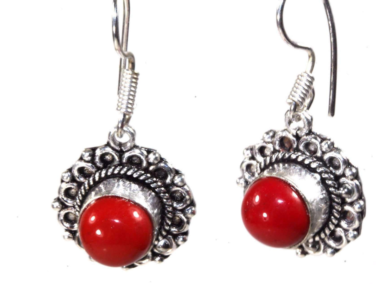 Coral Red Flower Earrings