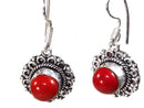 Coral Red Flower Earrings