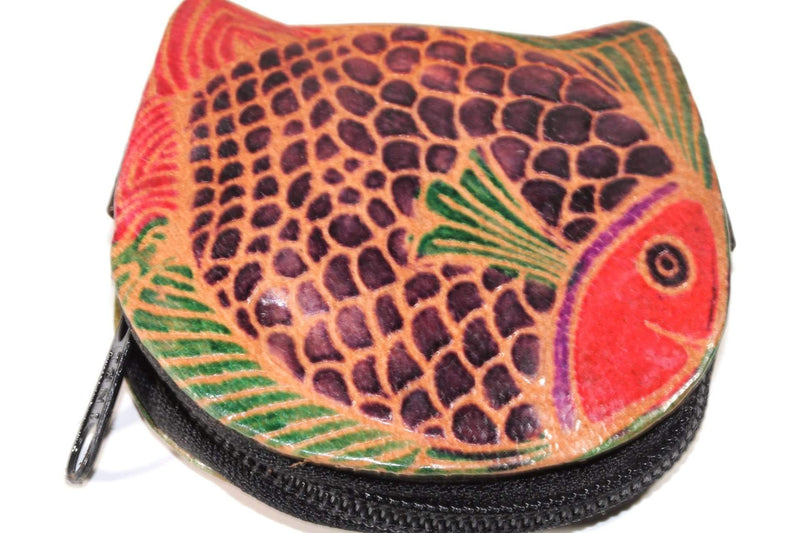 Colorful Fishies Coin Leather Purse by Wild Lotus