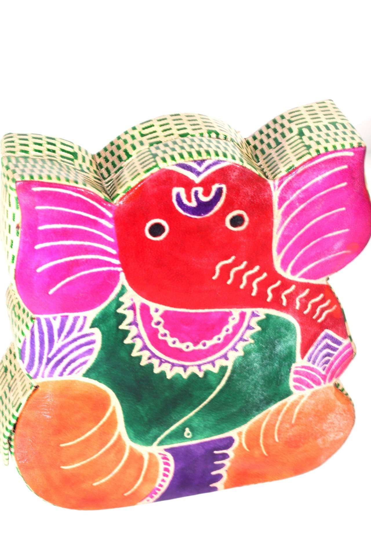 Red Ganesha Elephant Leather Piggy Bank