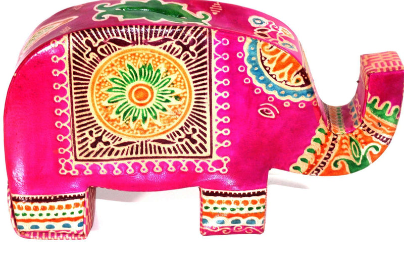 Pink Festival Elephant Leather Piggy Bank
