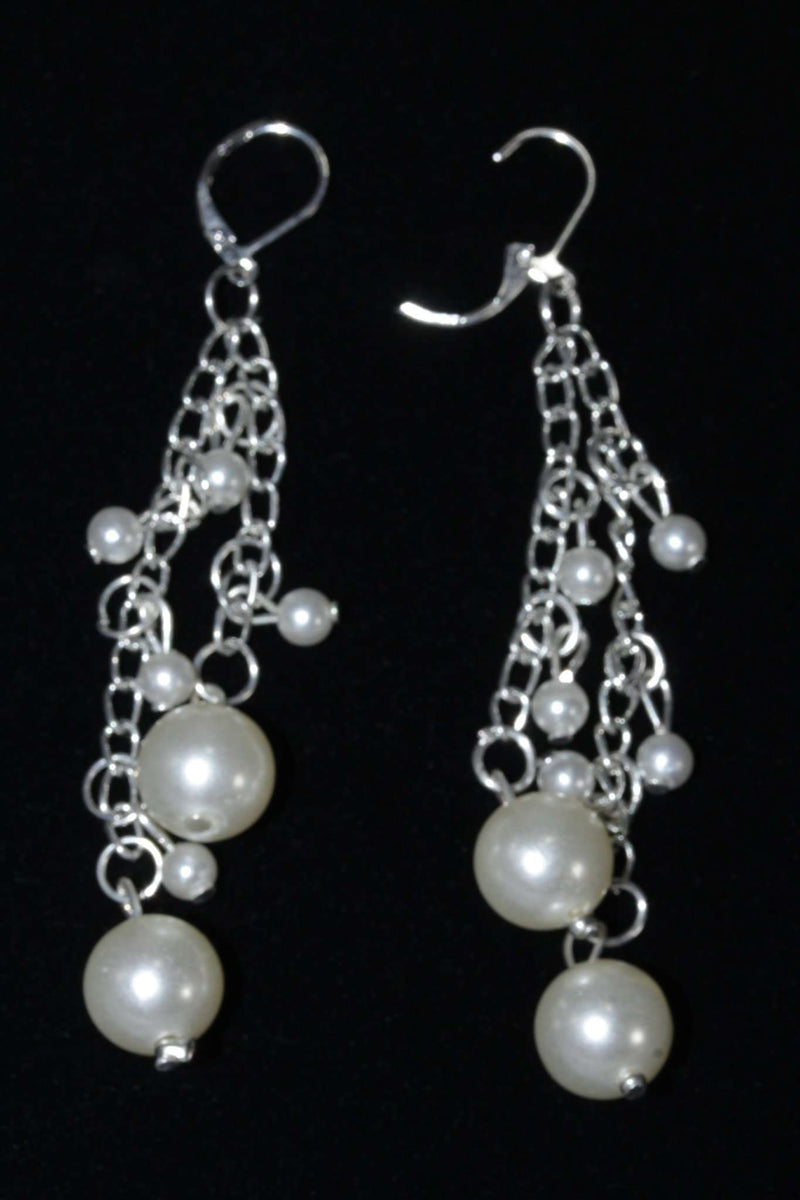 Faux Pearls & Chains Dangle Earrings