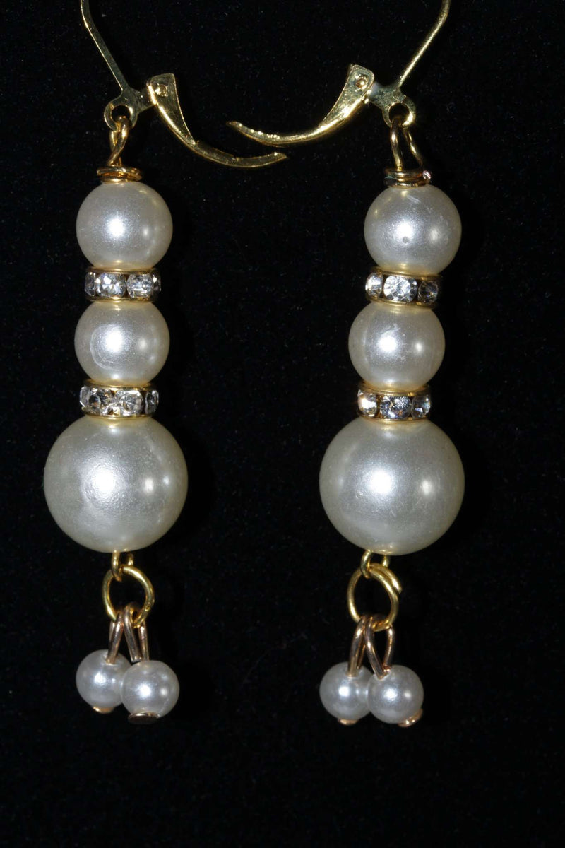 Faux Pearls & Pave Charm Earrings
