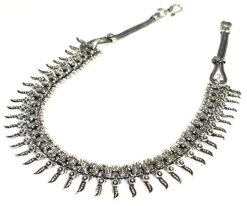 Silver Tone Tribal Charms Choker Necklace