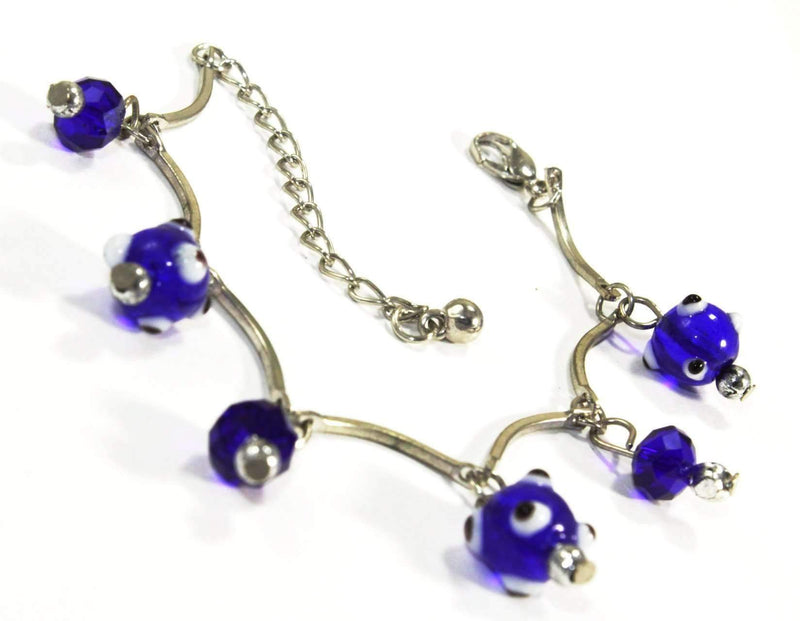 Evil Eye Beads & Blue Crystal Bracelet