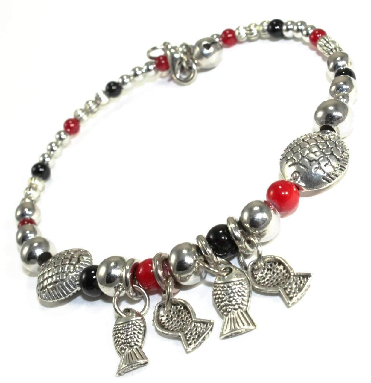 Black & Red Blowfish & Buddies Charm Bracelet