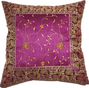 Pink Jacquard Embroidery Design Patchwork Cushion Cover Home Accent Furnishing - 16" x 16" | @wildlotusbrand | Wild Lotus®