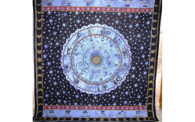 Blue Zodiac Horoscope Astrological Wall Tapestry | Wild Lotus® | @wildlotusbrand