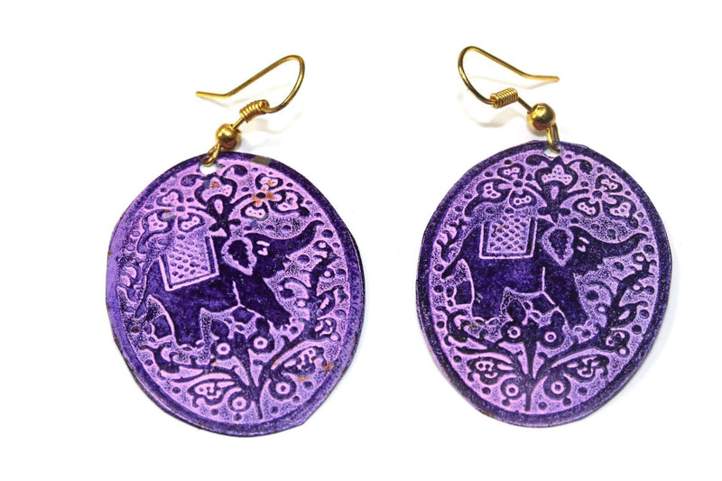 Purple Festival Elephant Earrings