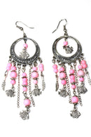 Light Pink Fish Charms Chandelier Bead Earrings