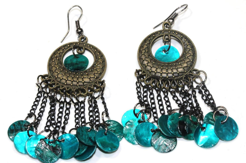 Metallic Turquoise Carnival Gypsy Earrings
