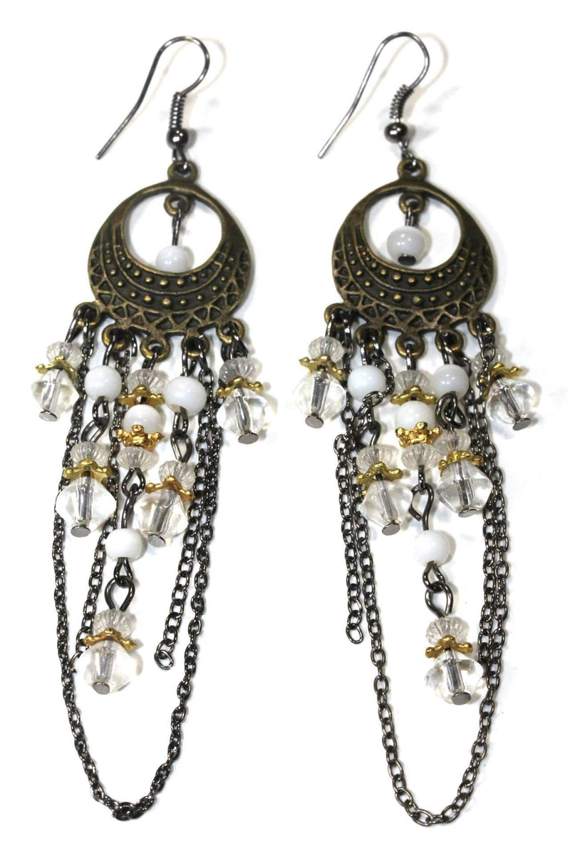 White Gypsy Style Chandelier Earrings
