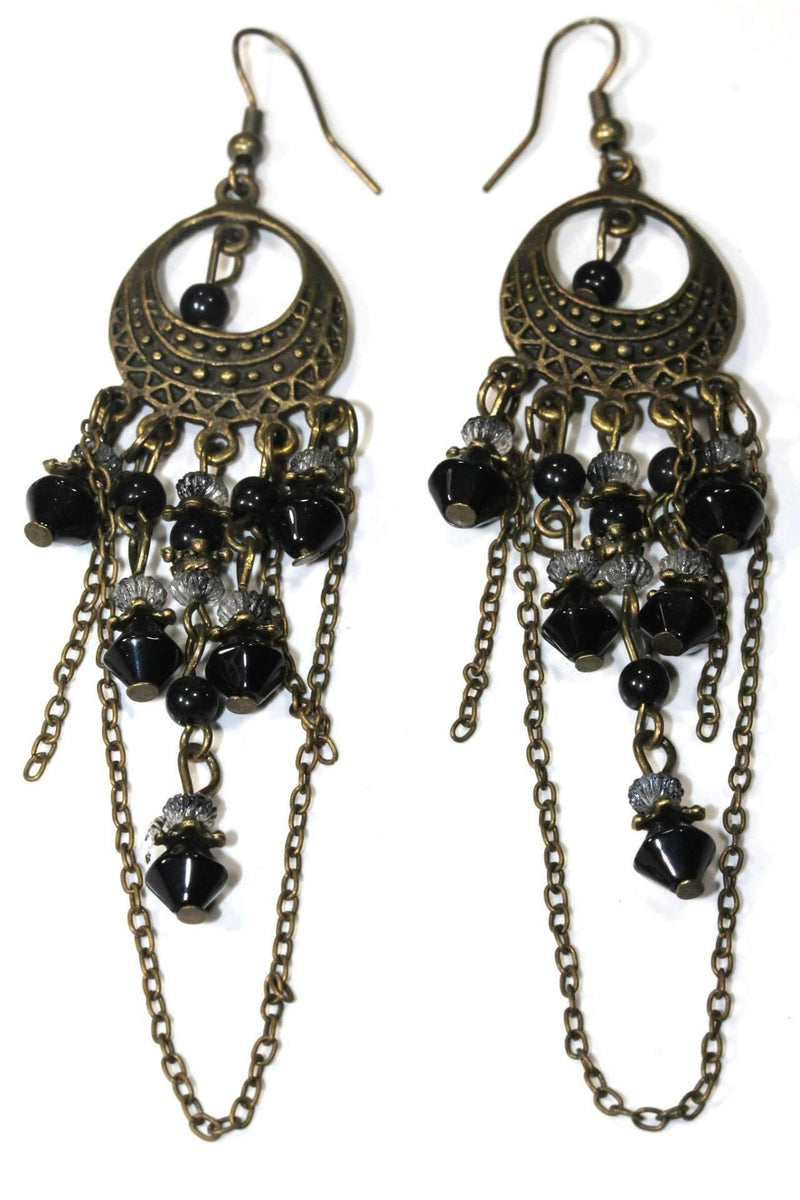 Black Gypsy Style Chandelier Earrings