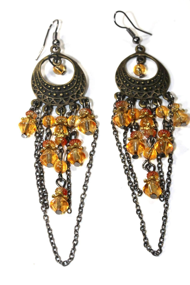 Amber Gypsy Style Chandelier Earrings