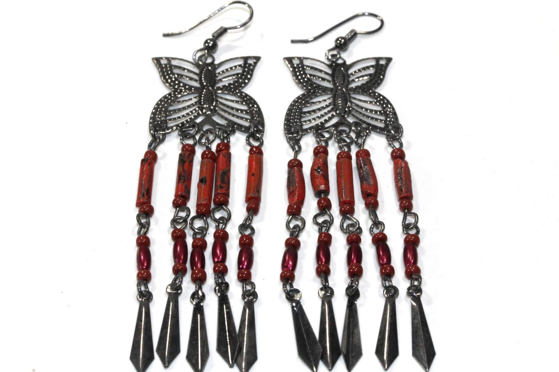 Coral Butterfly Dangler Earrings