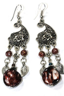 Earthy Brown Paisley Charm Earrings