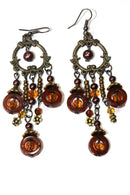 Brown Seed Bead Chandelier Earrings