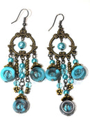 Turquoise Seed Bead Chandelier Earrings