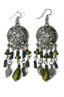 Olive Green Dream Catcher Style Flower Earrings